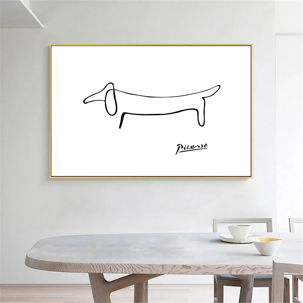 

Picasso Creative Abstract Line Print Dachshund Dog Canvas Poster Minimalist Wall Art Painting Nordic Pictures Living Room Decor
