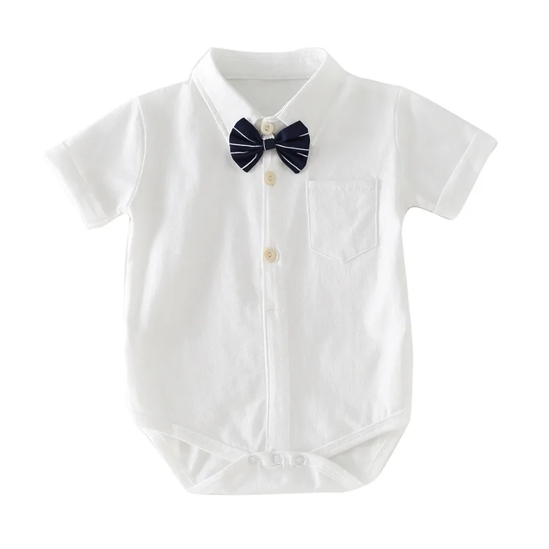 

Новый стиль с милым бантом одежда для малышей Летняя Одежда для новорожденных, футболка для маленьких мальчиков, боди-комбинезон, комбинезо...