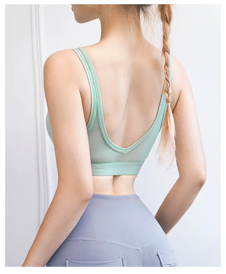 

Summer Sports Underwear Women Fashion Mesh Stitching Bra Wear Running Training Fitness Vest Ladies