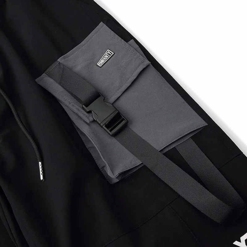 

Men Hip Hop Cargo Pants Pockets Men Streetwear Harajuku Baggy Joggers Pants HipHop Zipper Ribbion Harem Pants Casual Trousers