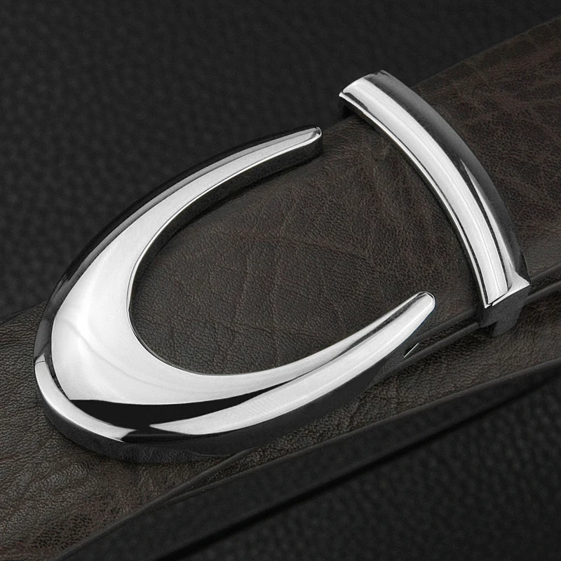 High quality U letter designer belts men genuine leather slide buckle Waist Strap full grain leather fashion cintos masculinos