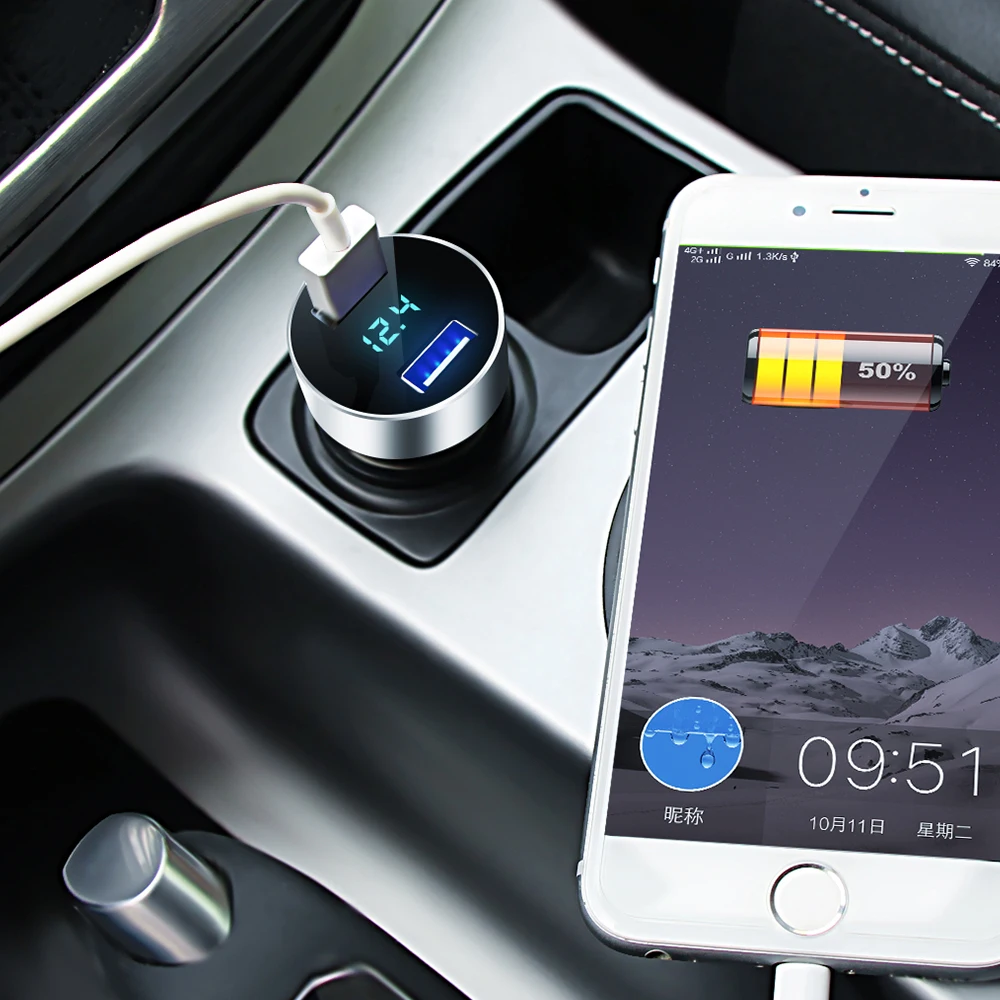 Автомобильное зарядное устройство KORSEED Mini alloy 3 1 А быстрое с двумя usb портами для