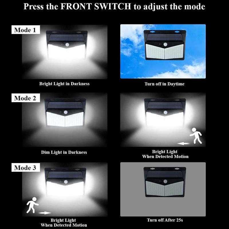 

208 LED Outdoor Solar Light Outdoor Solar Powered Portable Solar Safety Light, Suitable for Porches, Courtyards