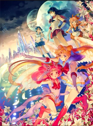 

Japan Anime Crystal Sailor Moon Cartoon Canvas Painting Vintage Wall Picture Kraft Poster Coated Wall Sticker Home Decoration