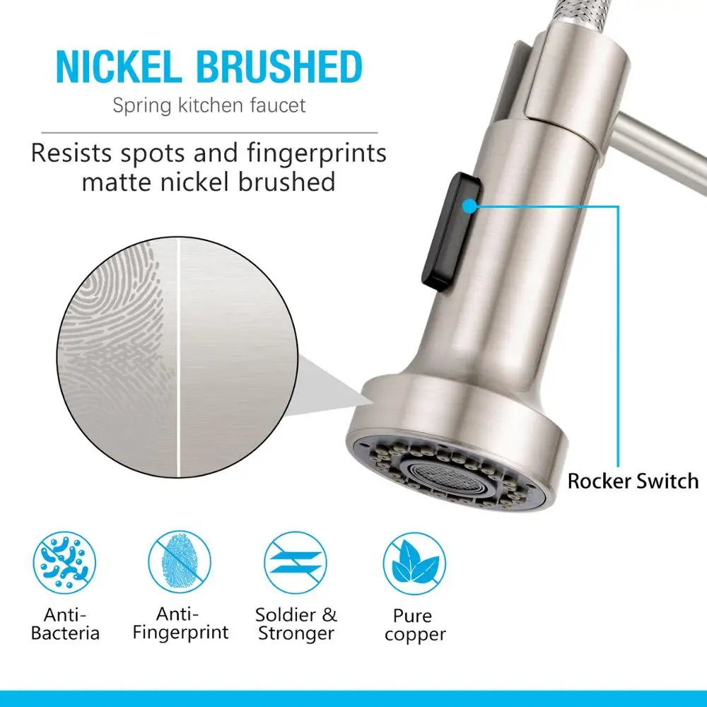 Black Spring Style Kitchen Faucet Deck Mounted 360 Degree Rotation Sink Tap Hot And Cold Mixer Pull Down Sprayer Nozzle Faucets |