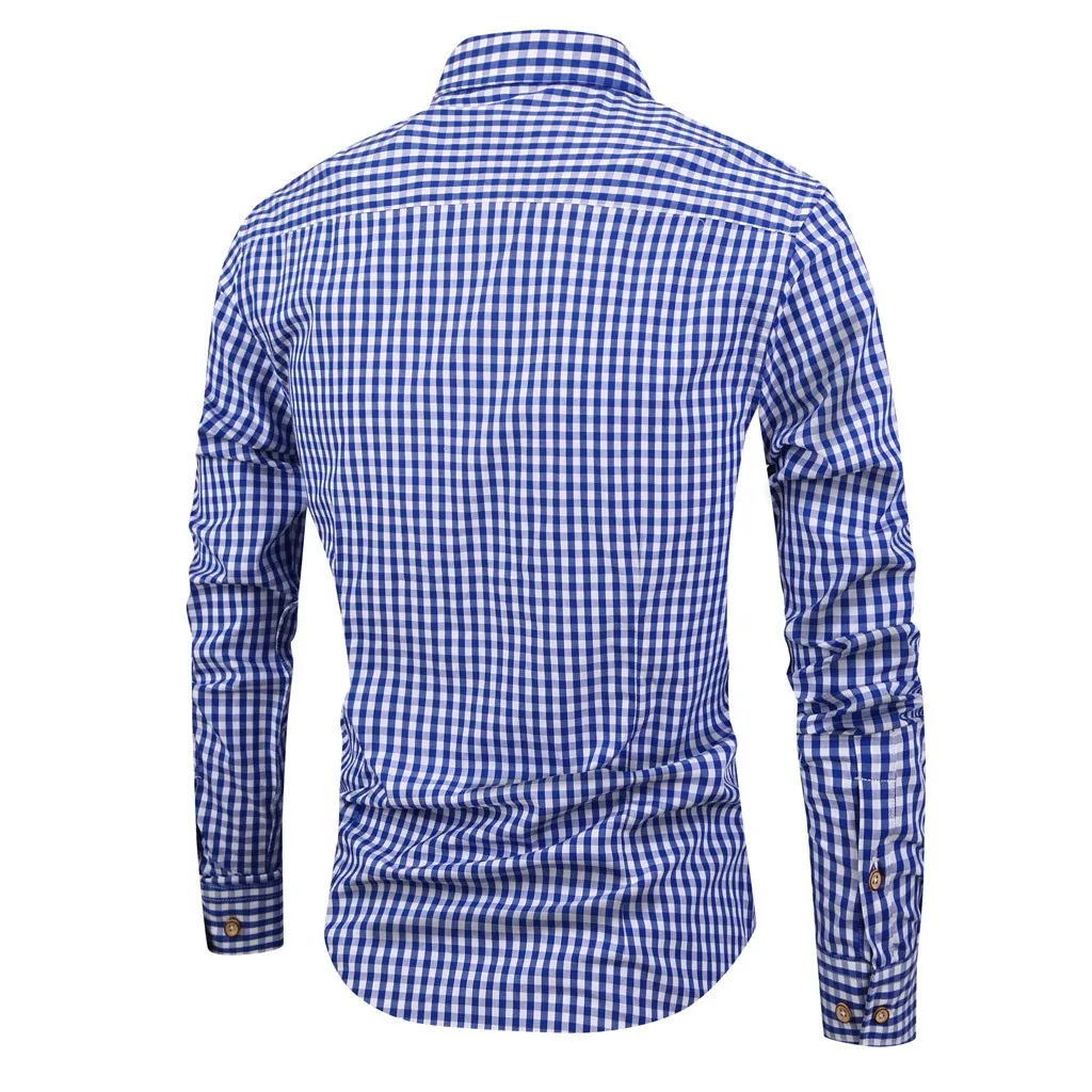 Camisa Masculina мужская рубашка с длинным рукавом и отложным воротником, Повседневная рубашка с рисунком в клетку, модная мужская Повседневная Базовая рубашка