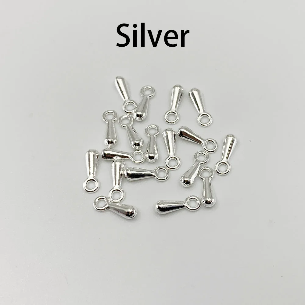 Silver 200 шт./лот золотые/Серебряные кулоны в форме капель воды 2*7 3*9 мм для удлиняющей цепи для хвоста DIY аксессуары для изготовления ювелирных изделий - Цвет: Silver