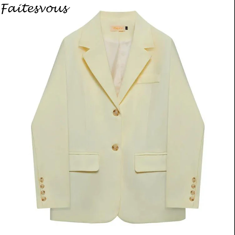 

Korean Apricot White Oversized Blazers Women 2021 Spring Autumn Thin Suit Jacket Female Business Casual Blazer S-4XL