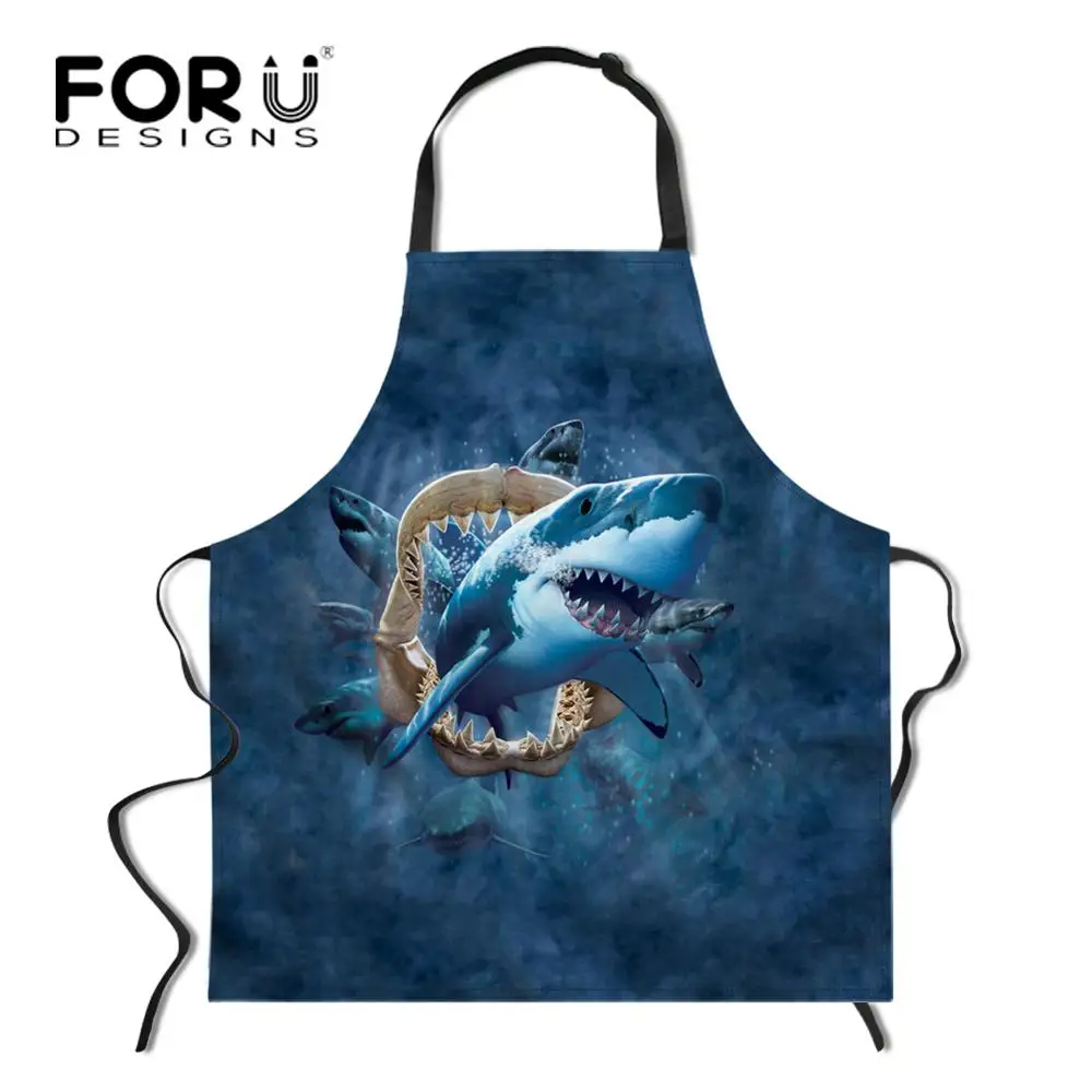 L4517R FORUDESIGNS Shark печать Регулируемый поварский фартук маслостойкий ужин вечерние выпечки Delantal для леди маникюр фартуки - Цвет: L4517R