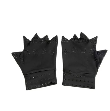 black 1 Pair Magnetic Therapy Gloves Fingerless Massager Arthritis Pain Relief Heal Joints Braces Supports Health Care Tool - Цвет: black