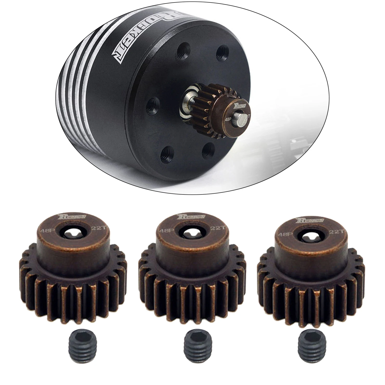 

3x Metal 3.175mm Shaft Hole 15T/17T/19T/21T/22T/25T Motor Gears Kit for 1/12