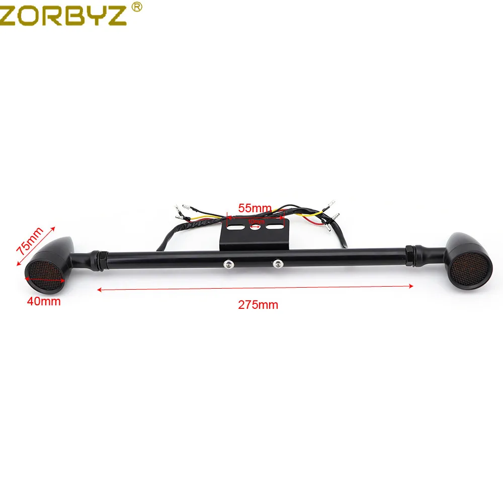 Черный/Хромированный передний и задний металлический короткий светодиодный