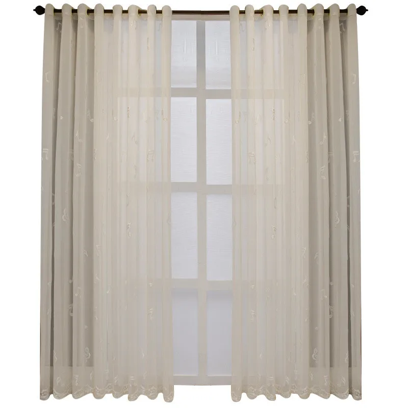 

Modern Musical Notes Pattern Embossed Tulle Curtain White Light Transmission Sheer Drapes For Living Room Bedroom Balcony #4