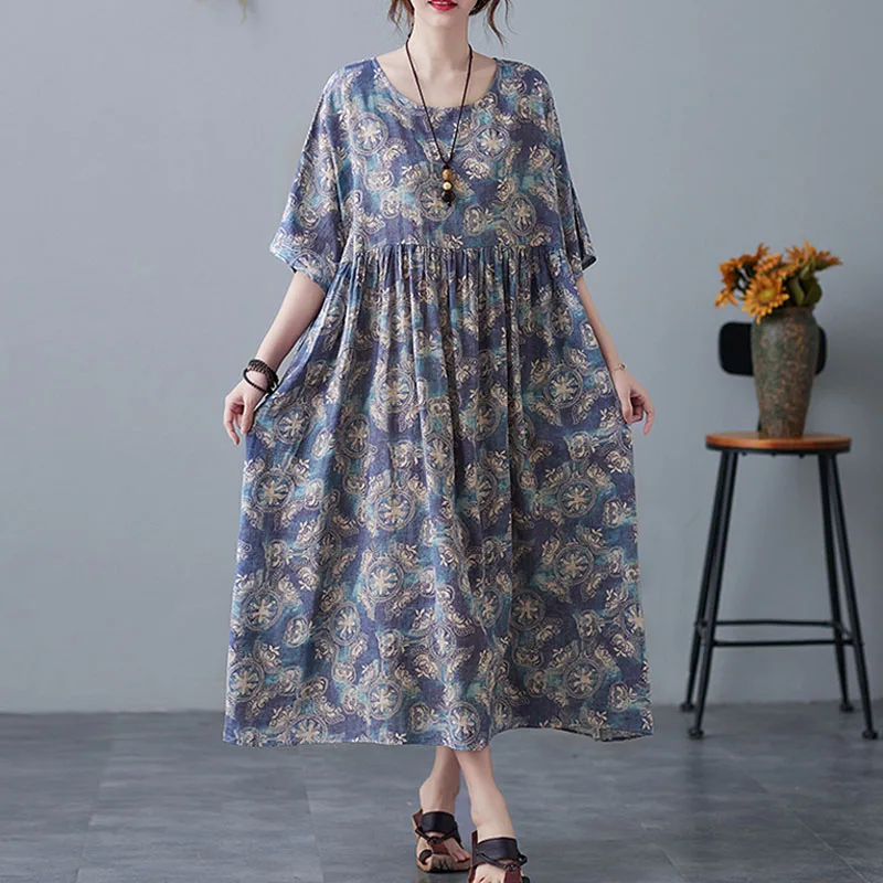 

Plus Size 4XL 5XL 6XL Print Dress For Women 2021 Summer Fashion Long Dress Beach Sundress Oversize Boho Lady Vestidos Dresses