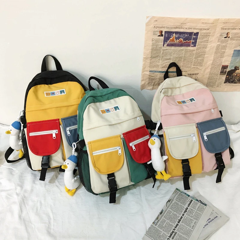 Повседневный Рюкзак с подвеской форме утки простая женская наплечная школьная