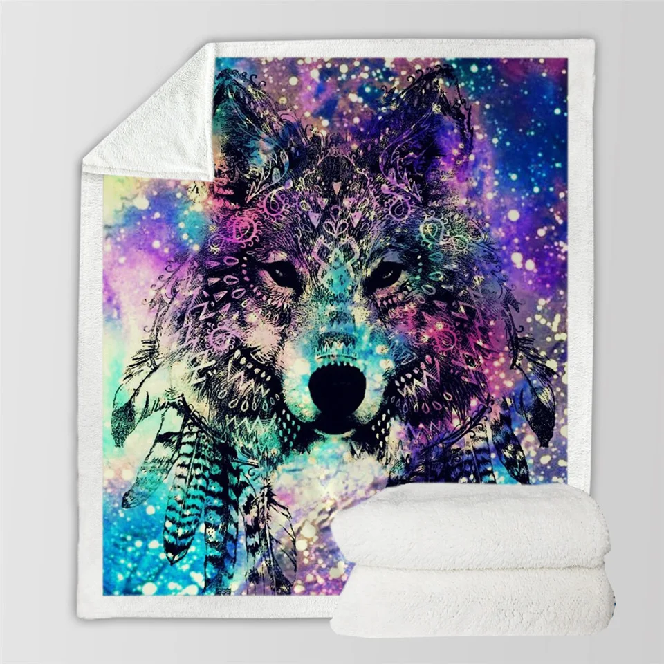 

3D Cartoon Wolf Digital Printing Warm Blanket Adult Children Cotton Velvet Thick Blanket 130*150 Cm 150*200 Cm