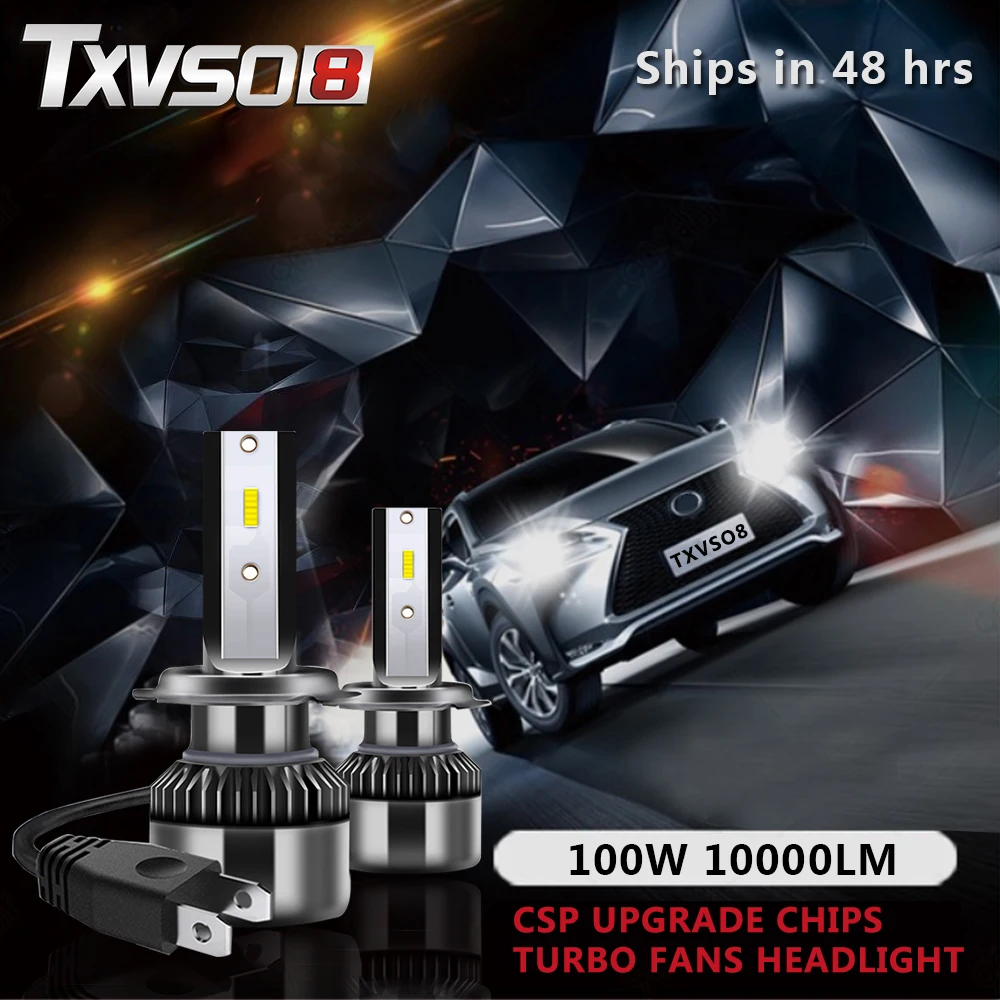 TXVSO8 Turbo H7 светодиодные лампы для автомобиля 12 В H1 H4 H8 H9 H11 9005/HB3 9006/HB4 9012/HIR2 фары CSP 100