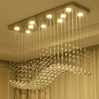 hot k9 crystal chandelier rectangle hanging lamp for living room dining room wave crystal chandelier bar island cabinet lamp