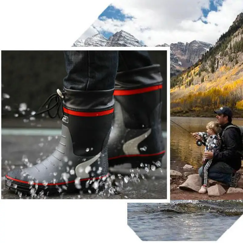

2021 Winter Camouflage Snow Men Boots Rain Shoes Waterproof With Plush Warm Male Casual Mid-Calf Work Fishing Boot