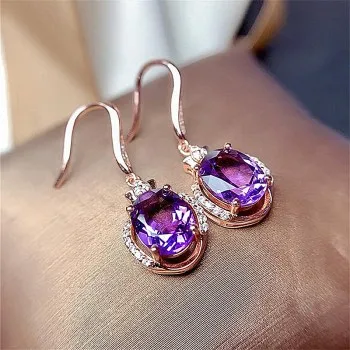

Korean Version of Purple Diamond Red Diamond Crystal Earrings New Trendy Net Red Diamond Fashion Temperament Earrings Earrings