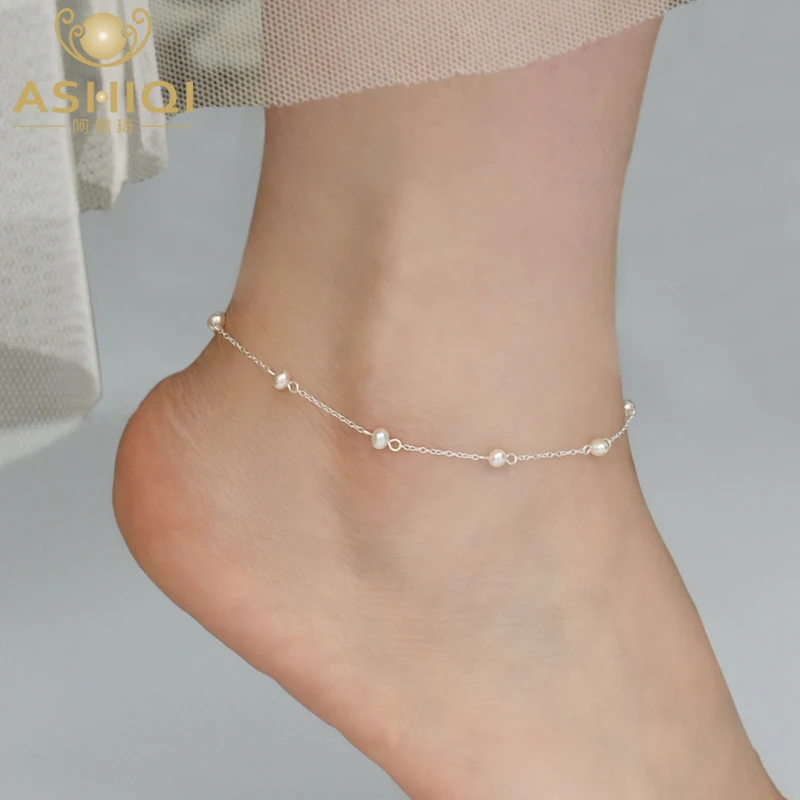 Женские туфли ASHIQI в стиле ретро с натуральным пресноводным жемчугом 925 пробы