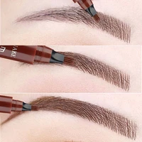5 colors eyebrow pen waterproof 4 fork tip eyebrow tattoo pencil cosmetic long lasting natural dark brown liquid eye brow pencil