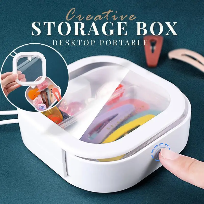 

Creative Desktop Portable Storage Box Mini Carry-on Storage Box Multi-function Jewelry Organizer Plastic Pocket Push