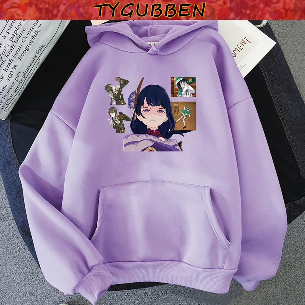 

Raiden Shogun Ei Genshin Impact Hoodies Funny Manga Printed Autumn Winter Long Sleeve Tracksuit Male Hot Game Sweatshirts Women