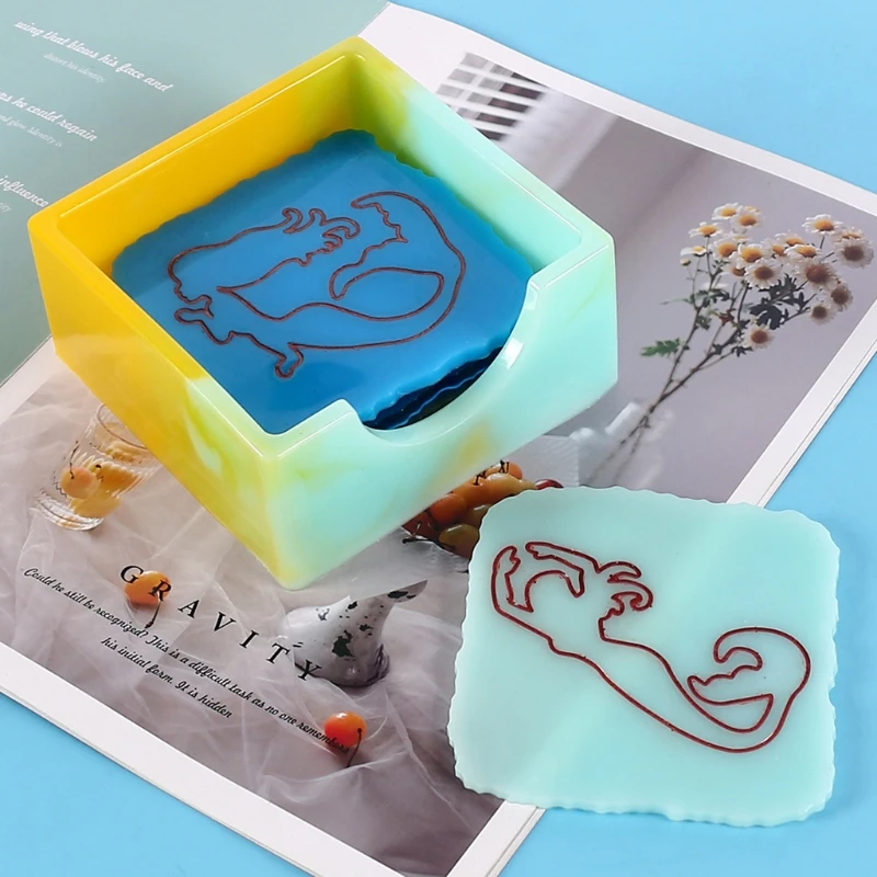 

New Coaster Storage Box Crystal Epoxy Mould Square Coaster Resin Casting Molds for DIY Hand Craft, Cup Mats, Home Decoration