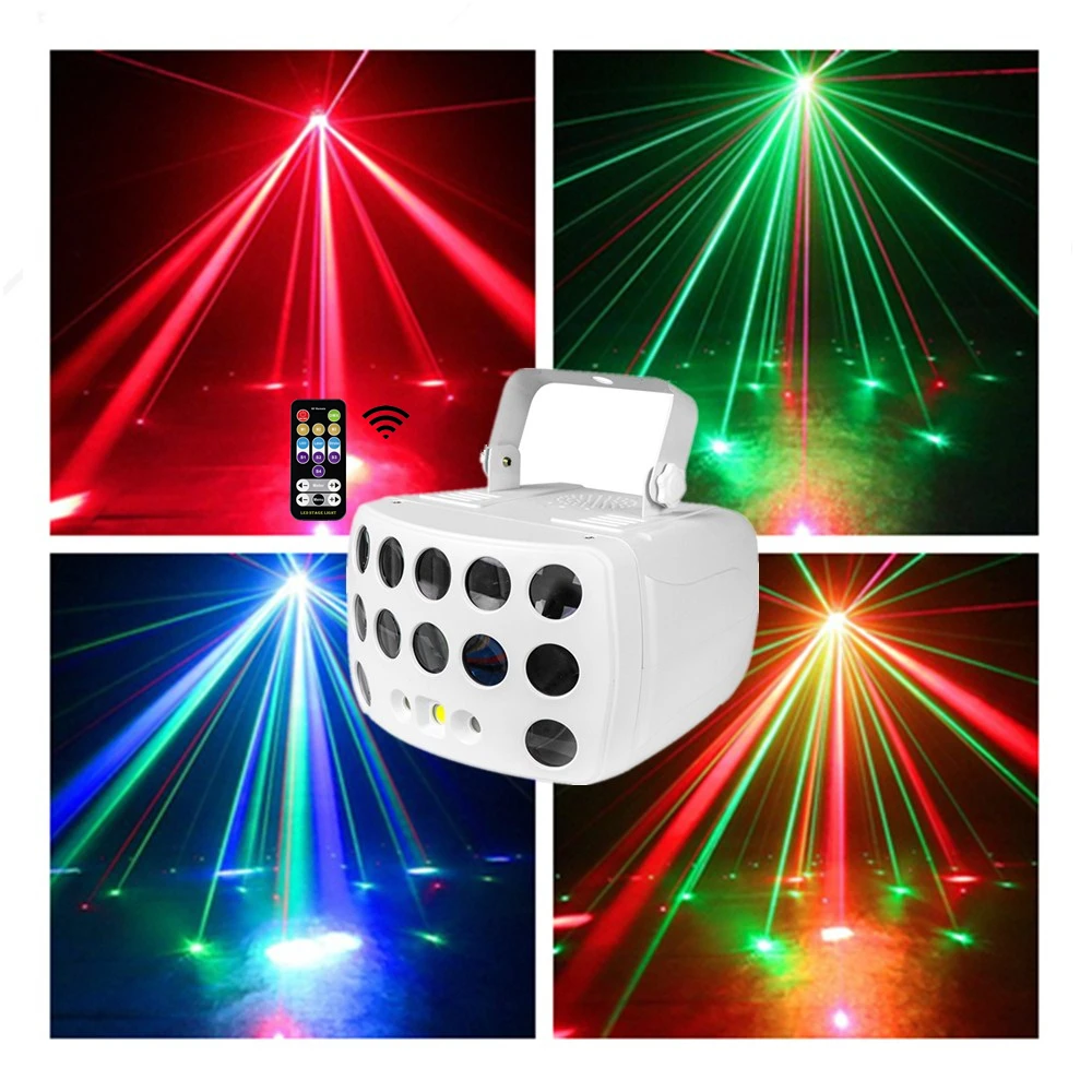 Stage Butterfly Light, Remote Control DJ Led Beam Laser Strobe 3In1 Disco Colorful Butterfly Light For Home Party KTV Nightclub
