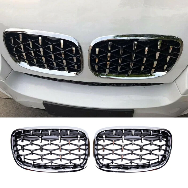 Car Silver Front Middle Grille Grill Replacement for BMW X5 E70 / X6 E71 2008-2013