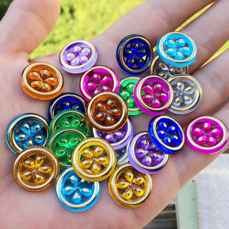 20 шт 18 мм AB смолы Круглые цветы горный хрусталь плоские камни Кристаллы для