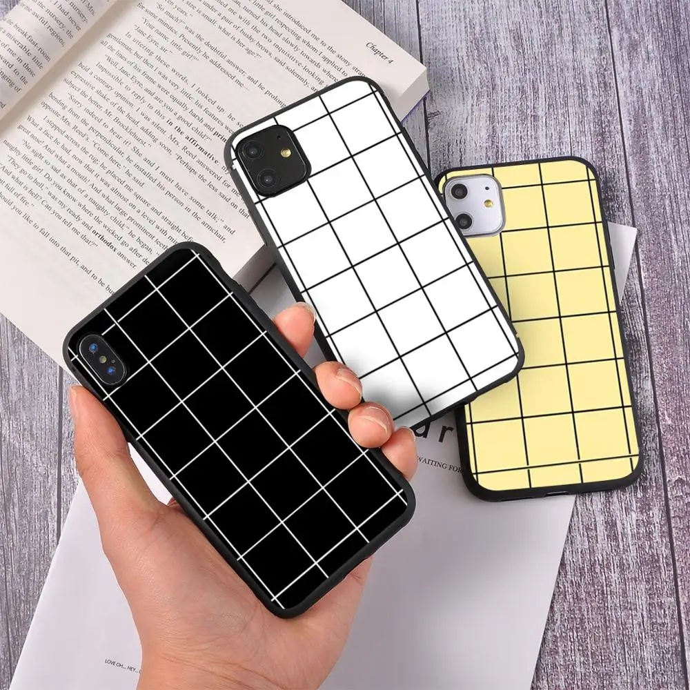 Luxury Geometric Lattice Case For iPhone 11 Pro SE 2020 Black White Phone 5 6 6S 7 8 Plus XR X XS MAX |