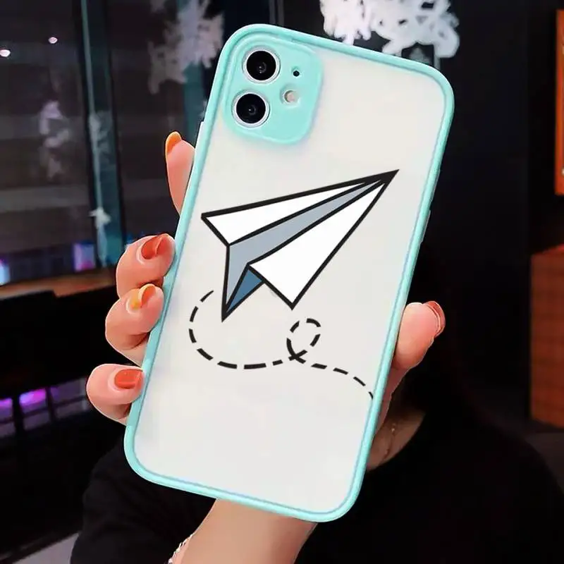 

paper airplane Childhood flying cute Phone Case Funda matte transparent For blue iPhone 7 8 x xs xr 11 12 pro plus max mini