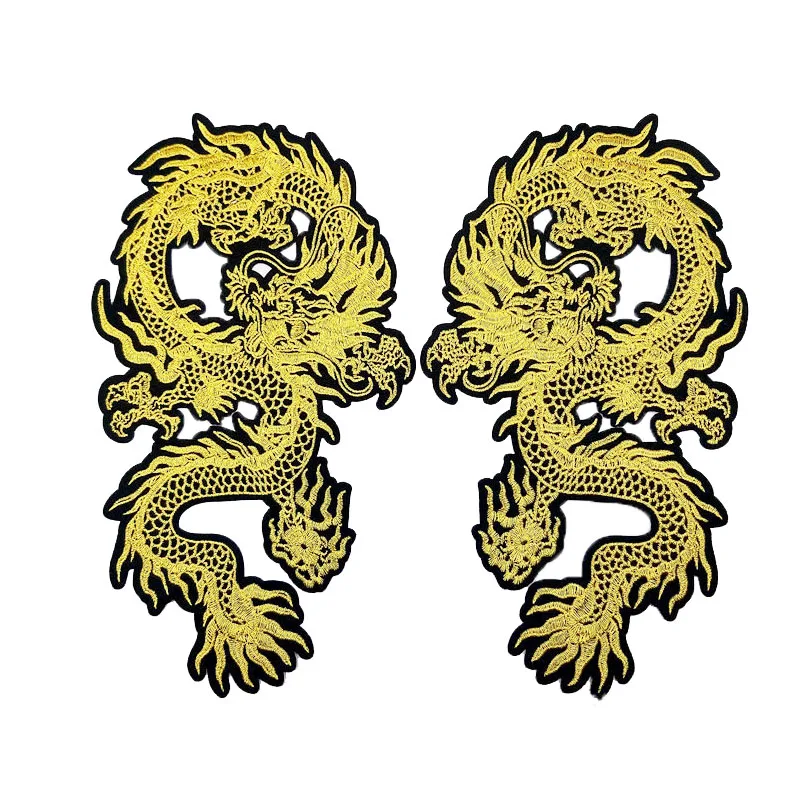

New Arrival Chinese Dragon Embroidered Patches Creative Red Blue Applique Handmade DIY Clothes Sewing Supplies Accessories