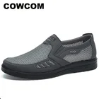 Мужская Тканевая обувь COWCOM, легкая повседневная обувь на мягкой подошве, для пожилых людей, слипоны, для лета, 2021
