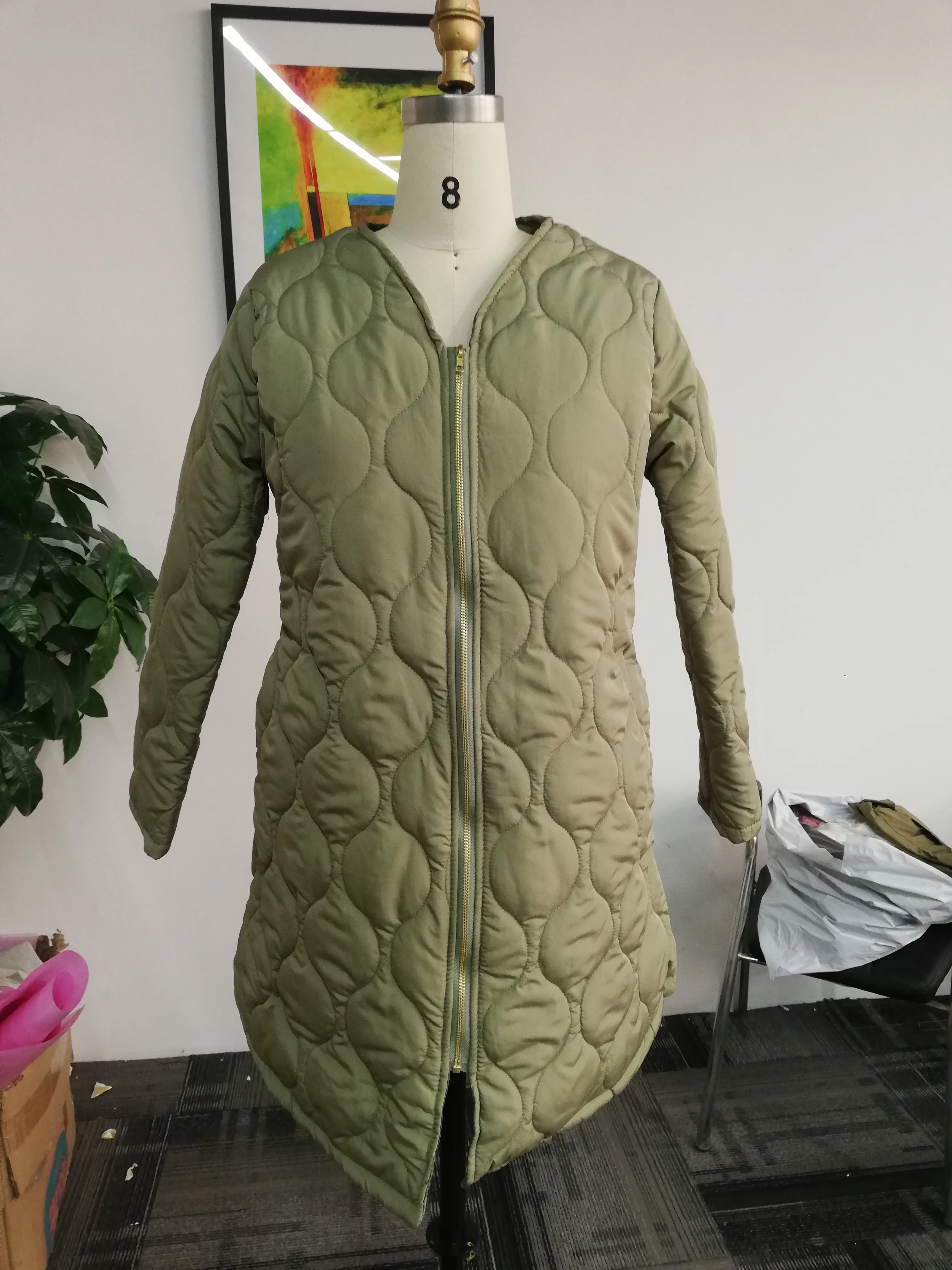 Осенняя куртка с хлопковой подкладкой для офисных дам корейское теплое