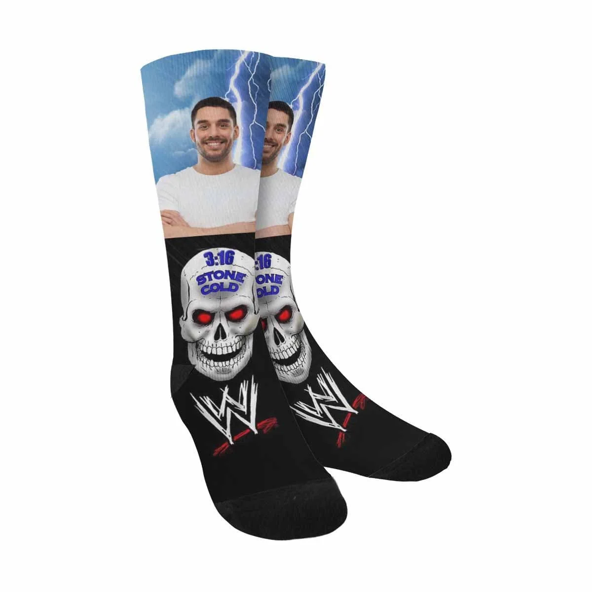 

Custom Face Lightning Skull Sublimated Crew Socks