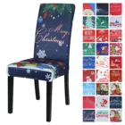 Рождественское эластичное покрытие для обеденного стула с принтом, современный съемный чехол для кухонного сиденья с защитой от грязи