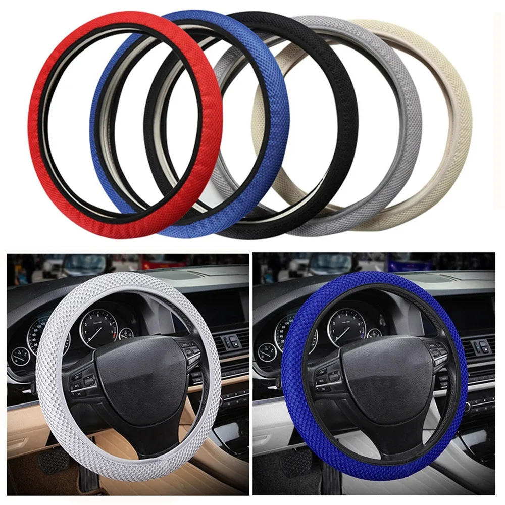 

38cm Four Seasons Car Steering Wheel Cover Breathable Sandwich Fabric Universal Steering Wheel Protector Car Styling