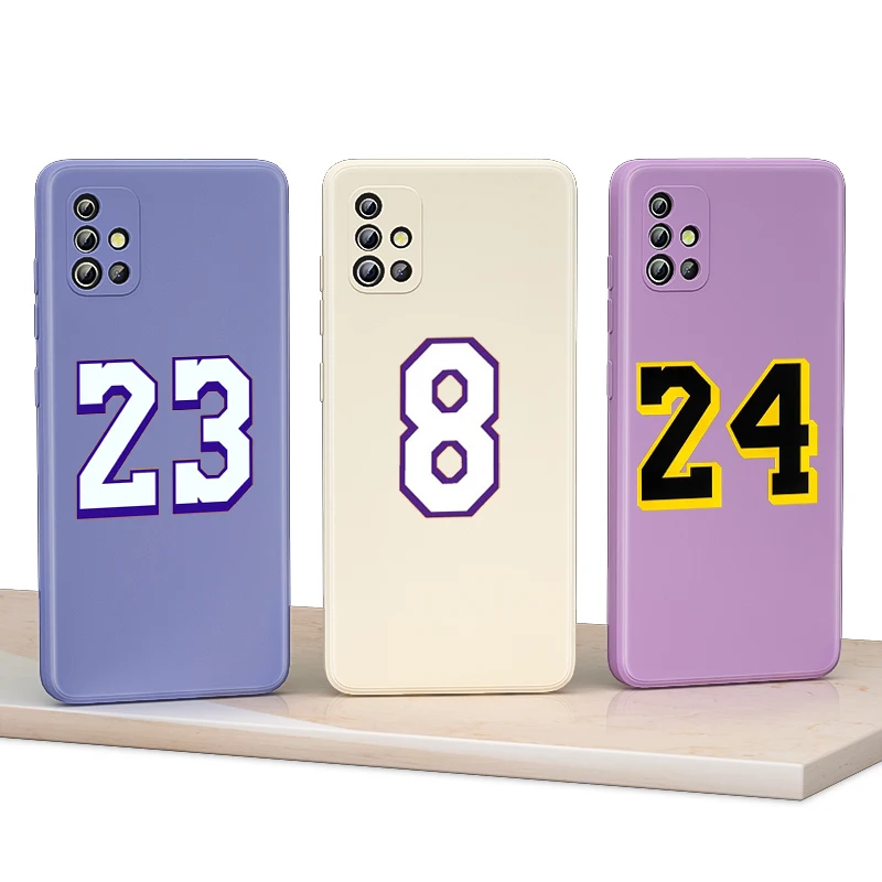 

Numbers 24 23 8 For Samsung A52S A52 A51 A91 A81 A71 A32 A21S A22 A12 A03S A02S A01 Liquid Silicone Soft Phone Case