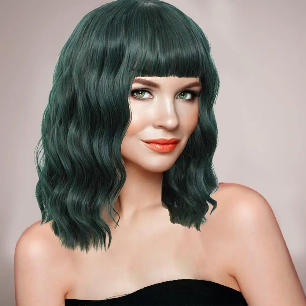 Энергичный короткий золотой парик вьющиеся волнистые с челкой женские розовые