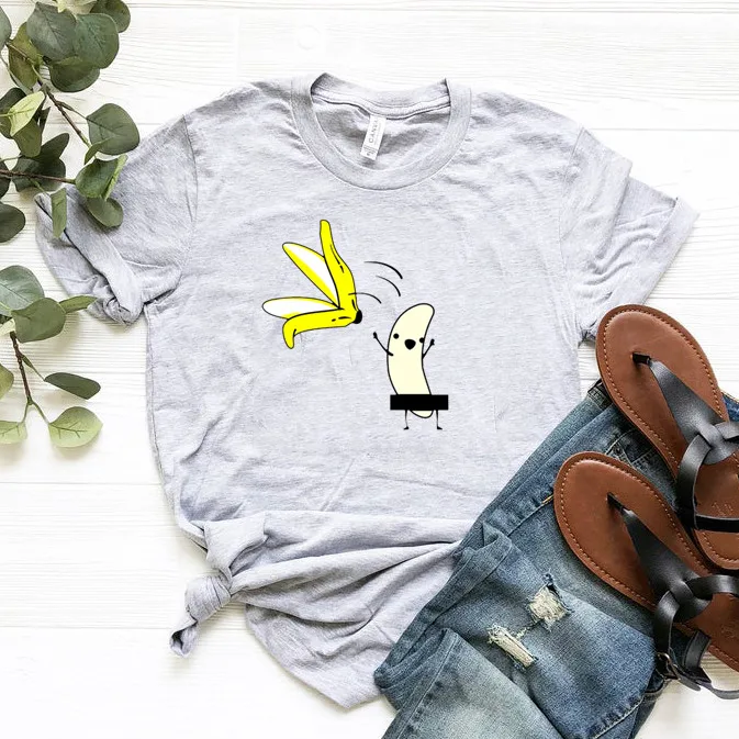 Футболка женская с рисунком Повседневный хлопковый топ в стиле Харадзюку банан