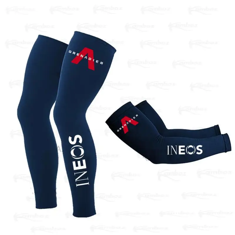 INEOS-Calentadores de piernas de equipo profesional, protección UV para ciclismo, transpirable, para correr y bicicleta de montaña, color negro, novedad de 2022