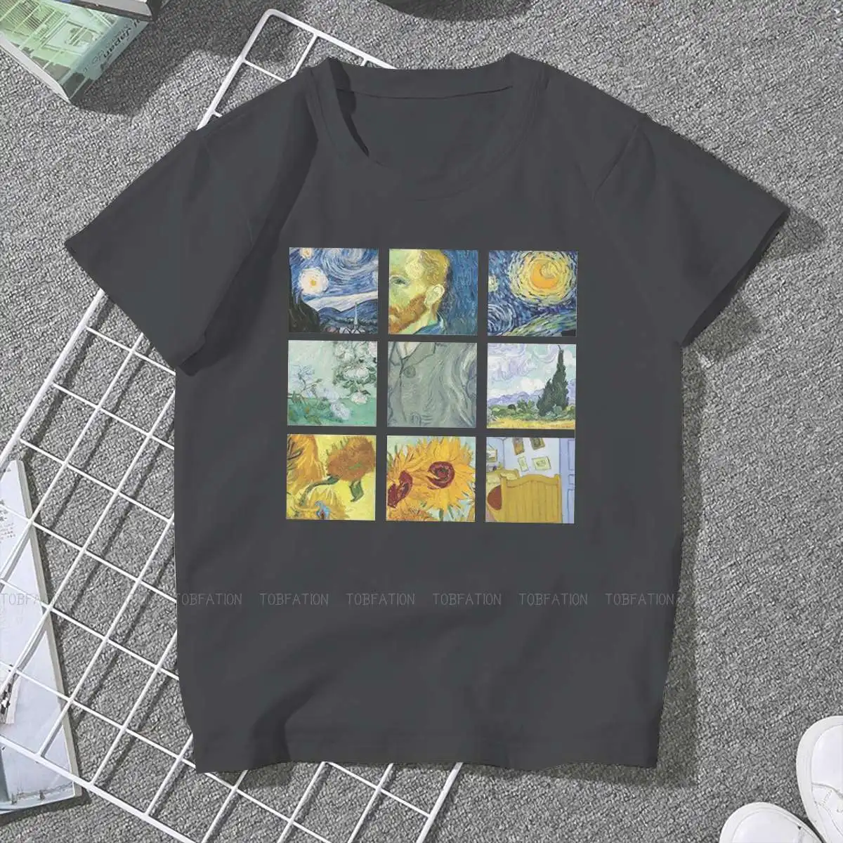 

Vincent Van Gogh Painting Grid Sweet Girls Women T-Shirt 5XL Blusas Harajuku Casual Short Sleeve Vintage Oversized Tops