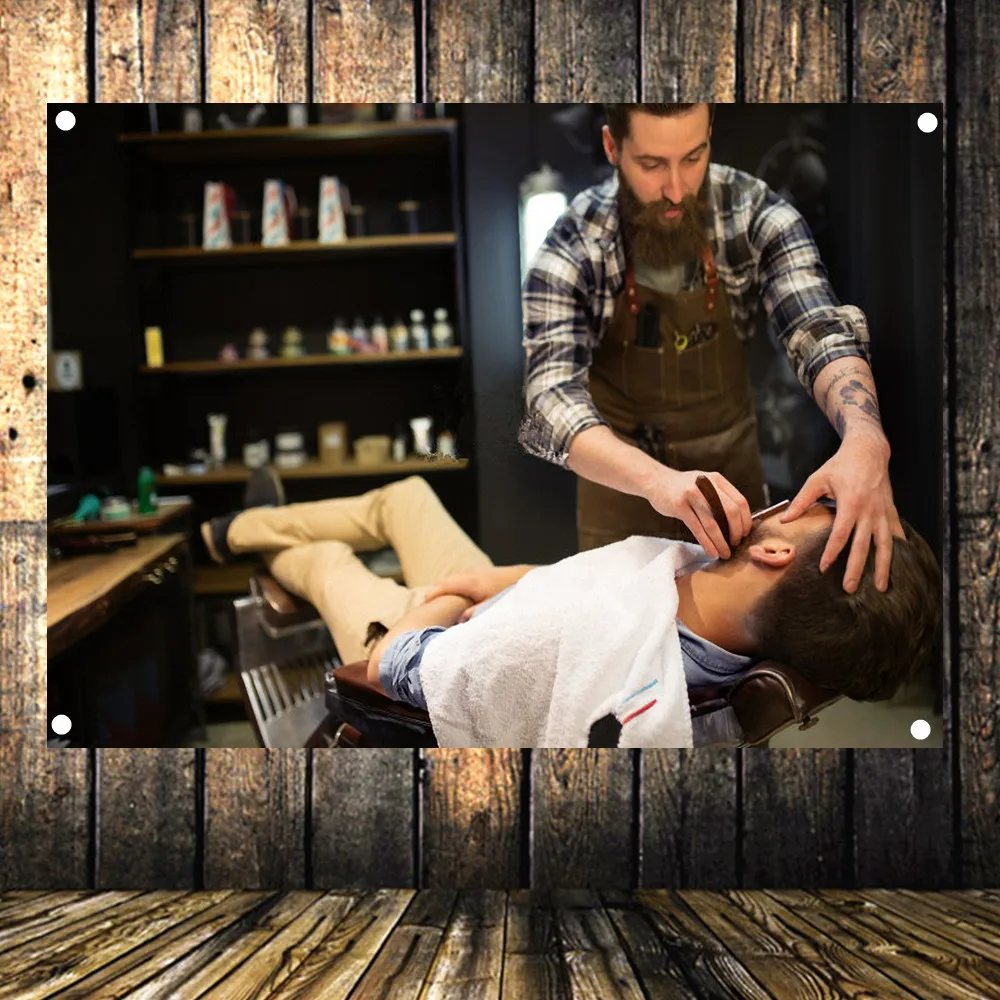 Лард Хэд! Знак барбершопа HD печать на ткани для декора постера парикмахерской флаг баннер объявления знаки на стену 96x144 см.