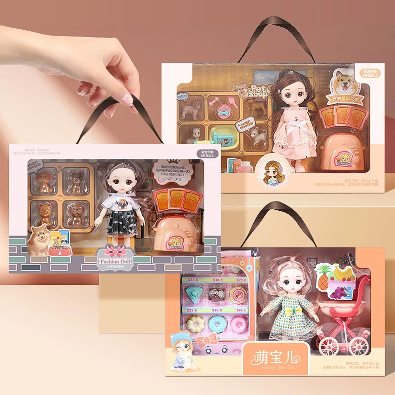 

Полный комплект в коробке Kawaii 1/8 Bjd для кукол 16 см наряд принцессы игровой домик сцена Подарочная коробка мини-игрушка для девочек косплей