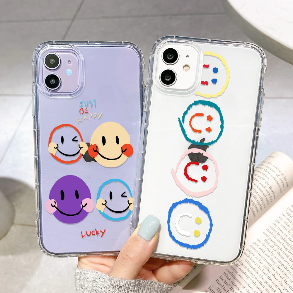 Clear Phone Case for iPhone 13 Pro Max Fundas Silicon Cover iPhone 11 12Pro 7 8 XR XS X 6 Plus 6S SE 2020 13Mini Smiley Shell