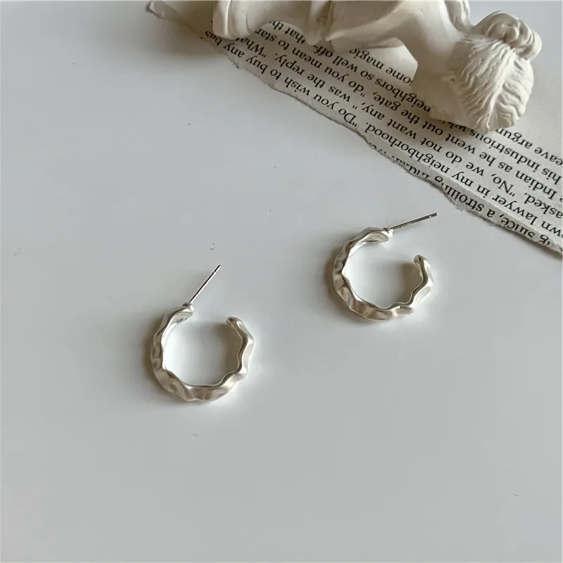 

Minimalist C Shaped Circle Hoop Earring Woman 2020 New Vintage Matte Gold Silver Color Statement Earrings Accessories Brincos