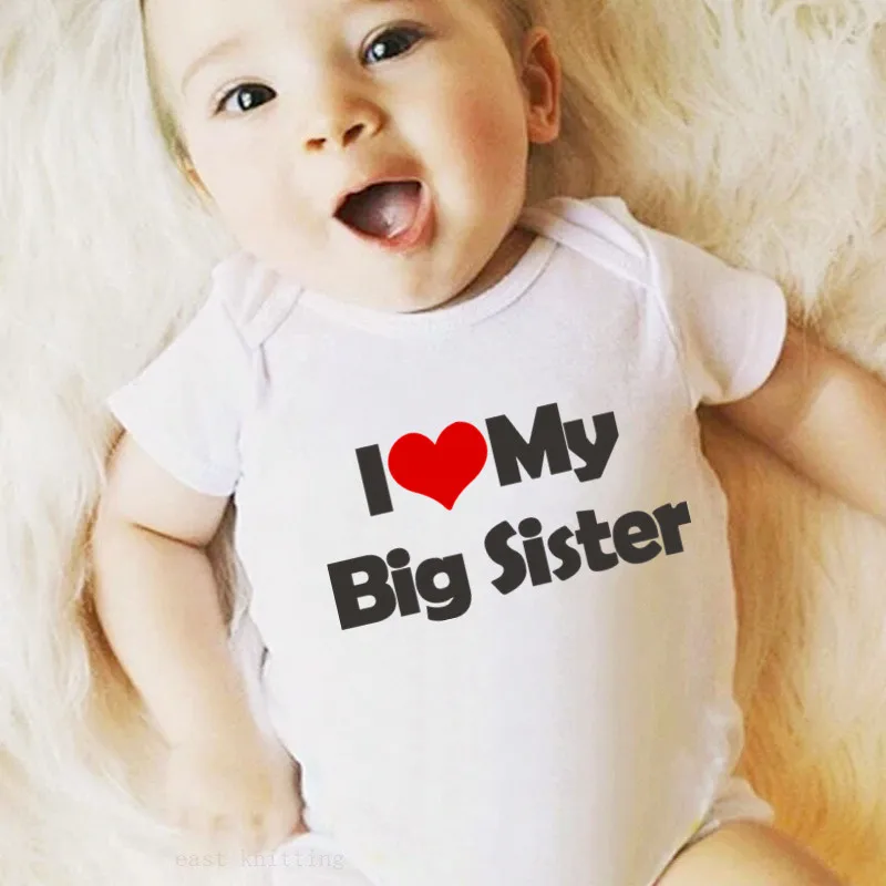 Летняя одежда для маленьких девочек с надписью I Love My Big Sister Детский костюм